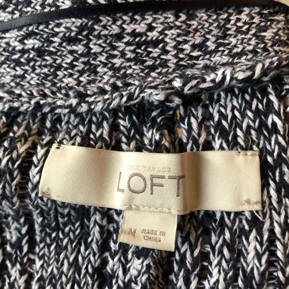 Black & white knit kimono sleeve open sweater - Picture 3 of 3